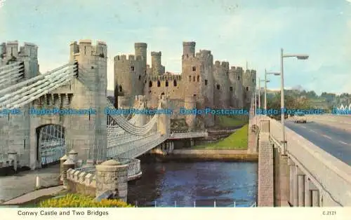 R156552 Conwy Castle und zwei Brücken. Dennis