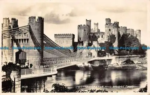 R158058 Conway Castle and Bridge. RP. 1937