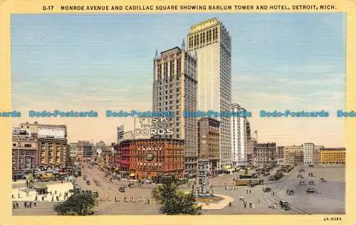 R158080 Monroe Avenue und Cadillac Square zeigen Barlum Tower und Hotel Detroit