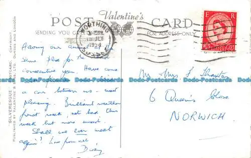 R157107 Raue See bei Bognor Regis. Valentinstag. Silber. 1958