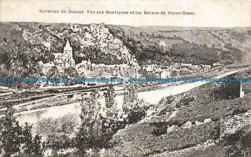 R667067 Environs de Dinant. Vue sur Bouvignes et les Ruines de Creve Coeur