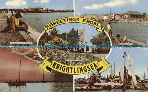 R667935 Grüße aus Brightlingsea. Allerheiligenkirche. Schwimmbad. Promenade