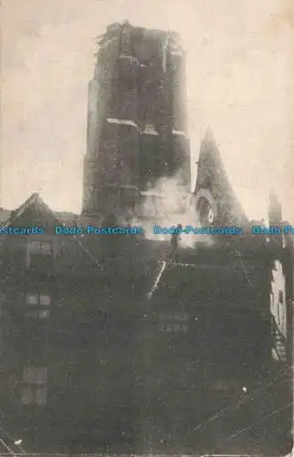 R670029 Brand van de St. Jacobskerk met Toren op 5 September 1911 te Vlissingen