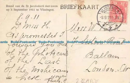 R670029 Brand van de St. Jacobskerk met Toren op 5 September 1911 te Vlissingen