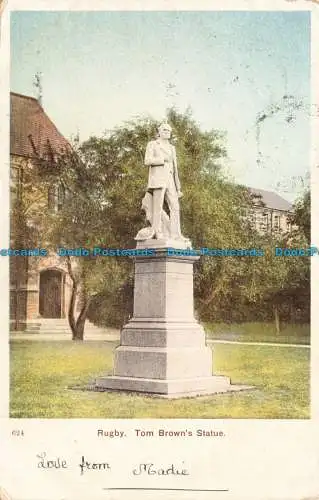 R670041 Rugby. Tom Brown Statue. Postkarte. 1903