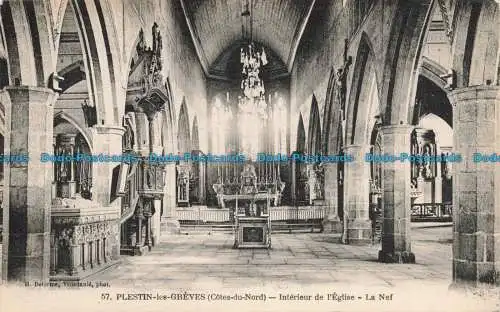 R671186 Plestin les Greves. Cotes du Nord. Interieur de l Eglise. La Nef. M. Del