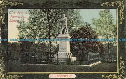 R671230 Southampton. Die Park- und Palmerston-Statue. J. Welch