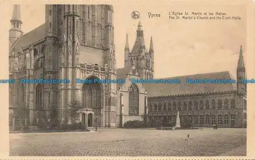 R671333 Ypern. Die Martinskirche und die Tuchhallen. Ern. Nels Thill