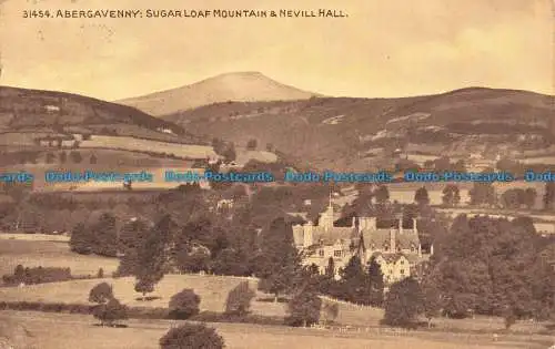 R671823 Abergavenny. Sugar Loaf Mountain und Nevill Hall. Das Photochrom. Sepiat