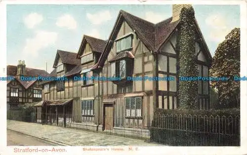 R672085 Stratford auf Avon. Shakespeare House. N. E. Bildbriefpapier. Peacoc