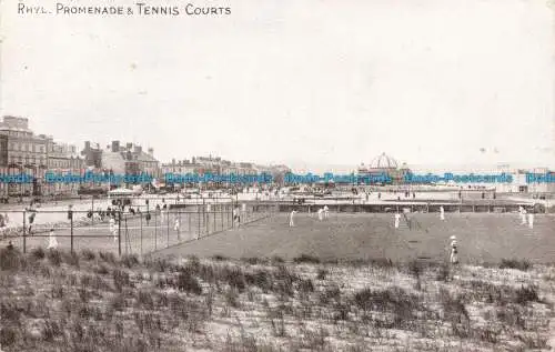 R672383 Rhyl. Promenade und Tennisplätze. Photochrom. Sepiatone Serie