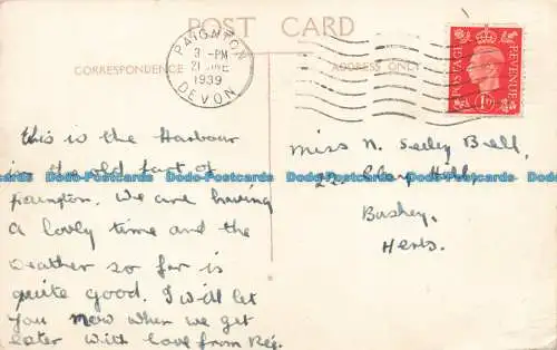 R672591 Paignton. Der Hafen. Postkarte. 1939