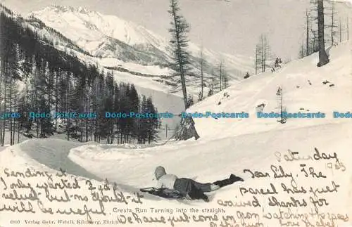 R673375 Cresta Run biegt auf die Gerade ab. Gebr. Wehrli. 1903