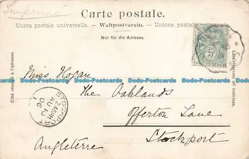 R673442 Chamonix. Place et Monument Saussure. Fotoglob. 1906