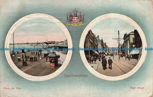 R674112 Southampton. Vom Pier. High Street. Nr. 744. Multi View. 1911