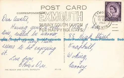 R675338 Exmouth. Der Strand und die Klippen. 1966