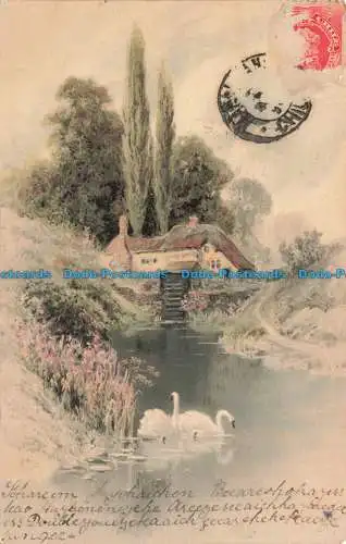 R676338 Das Dorf. See. Schwan im See. Meissner und Buch. Serie. 1189