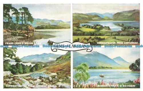 R675525 Gems of Lakeland. Derwentwater von Castlehead. H. Webster. Multi View