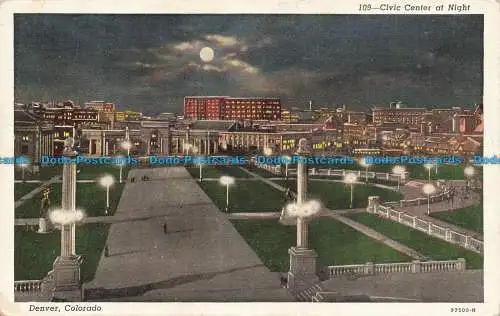 R677076 Denver. Colorado. Civic Center bei Nacht. Sanborn Souvenir