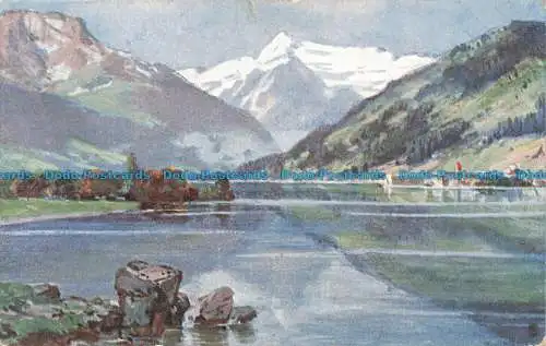 R675144 Blick auf die Berge und den See. stecken. Aquarette. Serie 6006. 1905