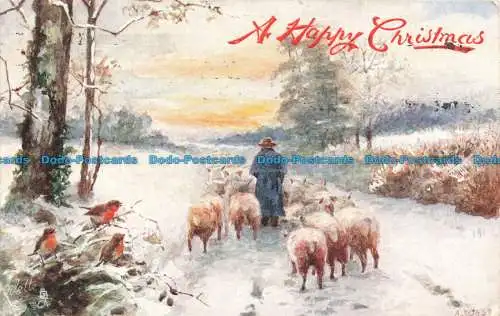 R675184 A Happy Christmas. stecken. Oilette. Postkarte Nr. C 1080