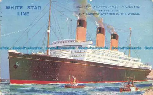 R675724 White Star Line. Vierfachschraube R. M. S. Majestic. Der größte Dampfgarer