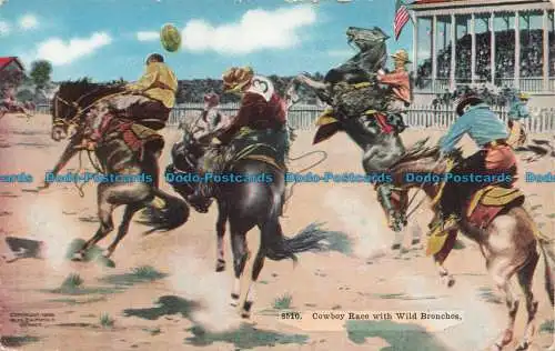 R677235 Cowboy Rennen mit wilden Bronchos. Postkarte