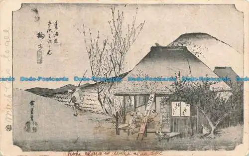 R678400 Japan. Dorf. Menschen arbeiten am Haus. 1908