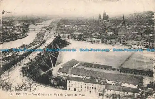 R677622 Rouen. Vue Generale et Vue du Champ de Mars. E. Le Deley. 1917