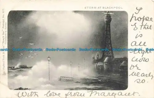 R678683 Storm at Blackpool. stecken. Raue See. Postkarte Nr. 1317. 1902