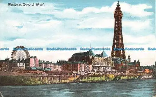 R677966 Blackpool. Turm und Rad. Postkarte. 1908