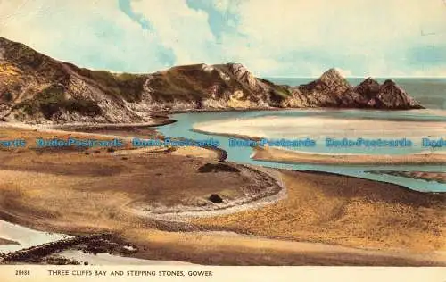 R679017 Gower. Three Cliffs Bay und Stepping Stones