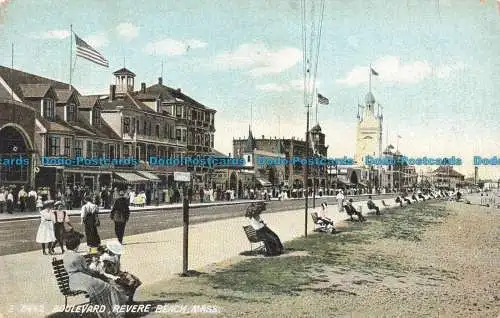 R679144 Mass. Revere Beach. Boulevard. Postkarte