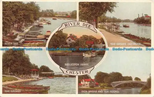 R679150 Chester. River Dee. The Groves. Eisenbrücke und Teestuben. Valentinstag. Ca