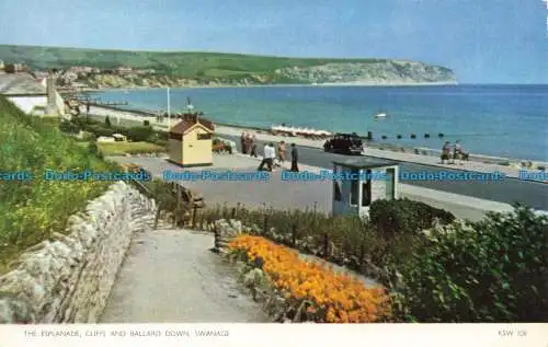 R679941 Swanage. Cliffs and Ballard Down. Die Esplanade. Jarrold. Farbe Cotman.