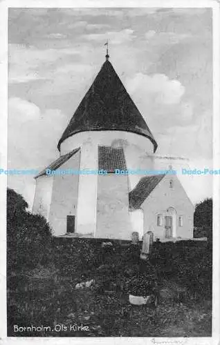 R168083 Bornholm. Ols Kirke. Karl H. Olsens Boghandel. 1937