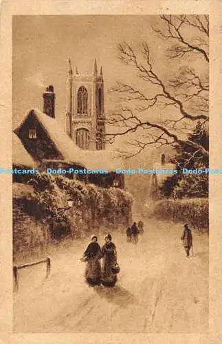 R168267 unbekannter Ort. Kirche. Menschen. Winterszene. 1925