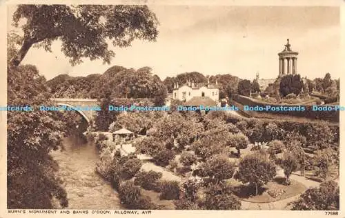 R169230 Burns Monument and Banks o Doon. Alloway. Ayr. photochrom