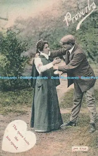 R169327 Sprüche. Je mehr Eile, desto weniger Geschwindigkeit. Frau mit Mann. JWS 2792. 1907