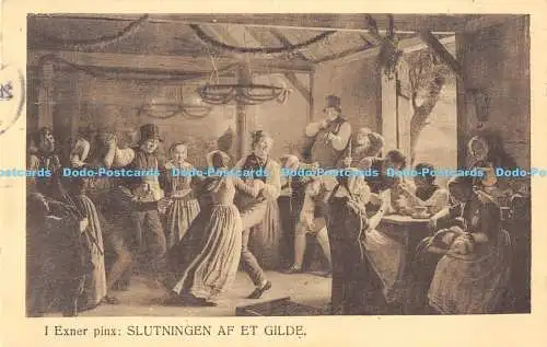 R169372 I Exner Pinx. Slutningen af et Gilde. Exner Brevkort. Nr. 20