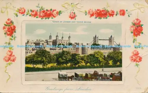 R169888 Tower of London und Tower Bridge. G.D. und D.L. Celoidchrom. 1911