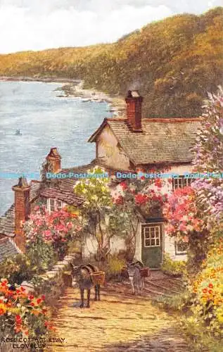 R168945 Rose Cottage and Bay. Clovelly. Lachs