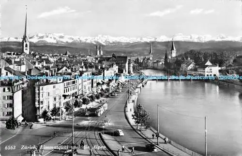 R170064 6563 Zürich. Limmatquai und die Alpen. Rud. Suter