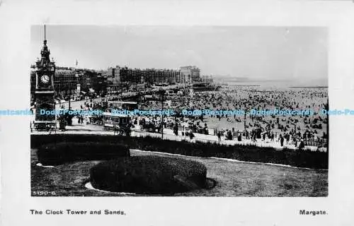 R170602 Der Uhrturm und Sand. Margate. Davidson Bros. RP. 1911