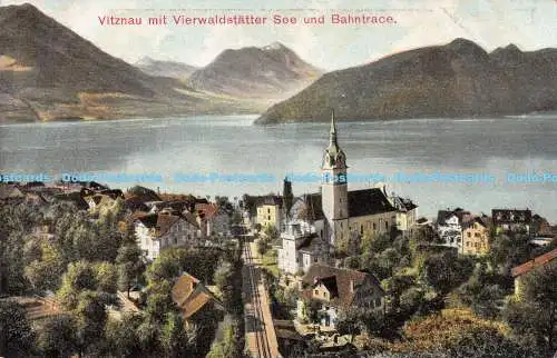 R171154 Vitznau mit Vierwaldstatter See und Bahntrace. Coll. Stolle. Nr. 575. Ru