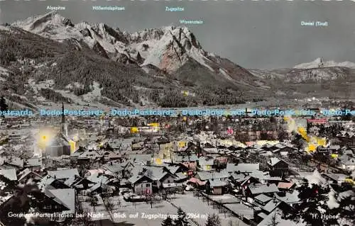 R171186 Garmisch Partenkirchen bei Nacht. Blick auf Zugspitzgruppe. Huber. Nr. 4