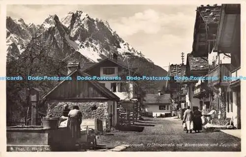 R171198 Garmisch. Fruhlingstrase mit Waxensteinen und Zugspitze. C. Rietzschel. N