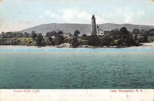 R170804 Crown Point Light. Lake Champlain. N.Y. 7436. The Rochester News Compan