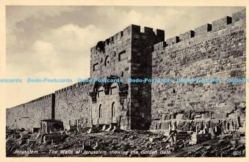 R170826 Jerusalem. Die Mauern Jerusalems zeigen das Goldene Tor. 605. Unter de