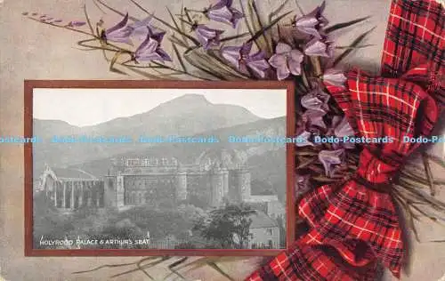 R171060 Holyrood Palace and Arthurs Seat. Oilette. Bonnie Scotland. Tartan View